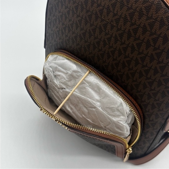 Michael Kors Medium Jaycee Zip Packet Backpack Brown/Gold - Picture 7 of 12